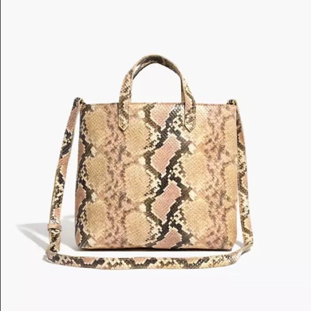 Madewell The Zip-Top Transport Crossbody: Snake Embossed Leather Edition